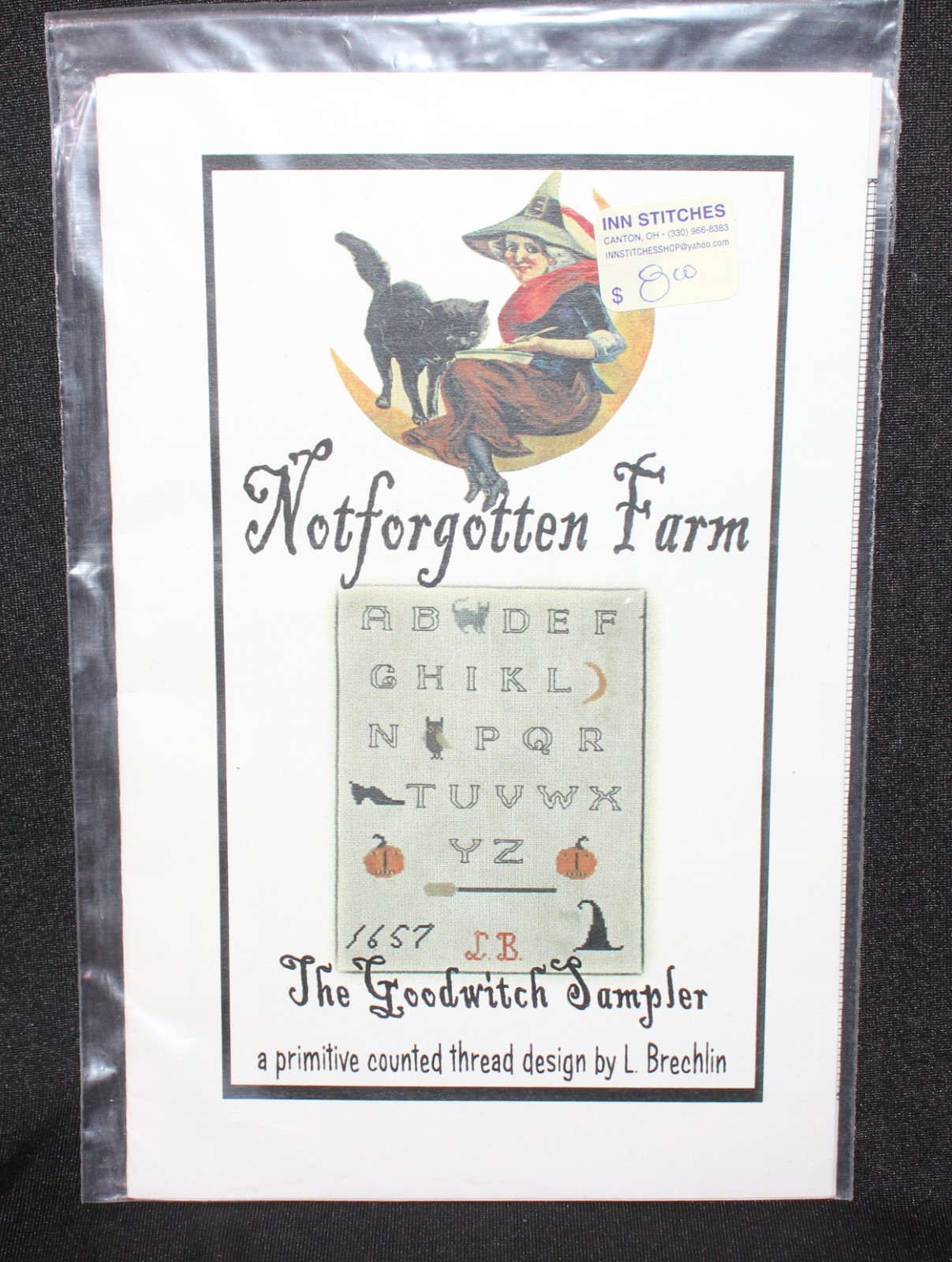 2009 Notforgotten Farm THE GOODWITCH SAMPLER Pattern L. Brechlin Halloween NEW 2009 Notforgotten Farm THE GOODWITCH SAMPLER Pattern L. Brechlin Halloween NEW