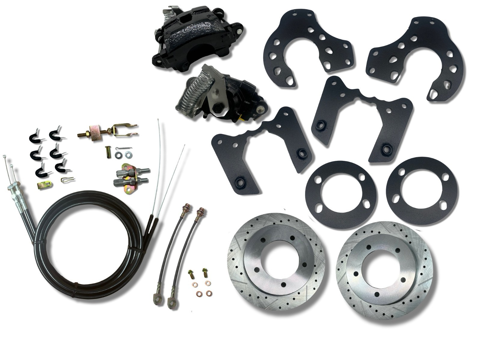 1980-1996 Ford Bronco 8.8 Rear Disc Brake Conversion Kit Black w/ e-brake cable 1980-1996 Ford Bronco 8.8 Rear Disc Brake Conversion Kit Black w/ e-brake cable