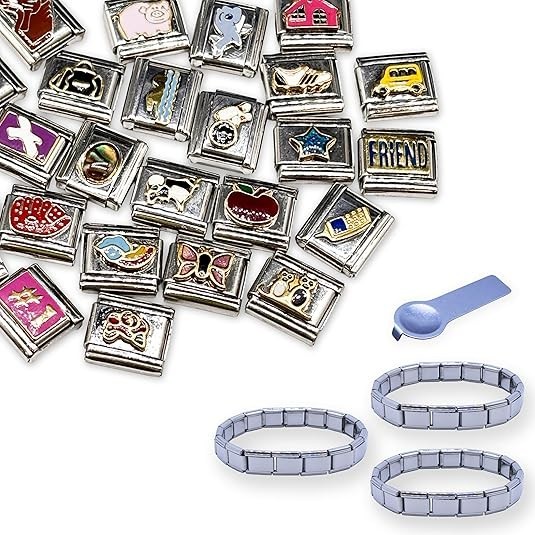 Fablinks Italian Charm Bracelet Charms-Italian Link Starter Pack, 9mm Stainless Fablinks Italian Charm Bracelet Charms-Italian Link Starter Pack, 9mm Stainless
