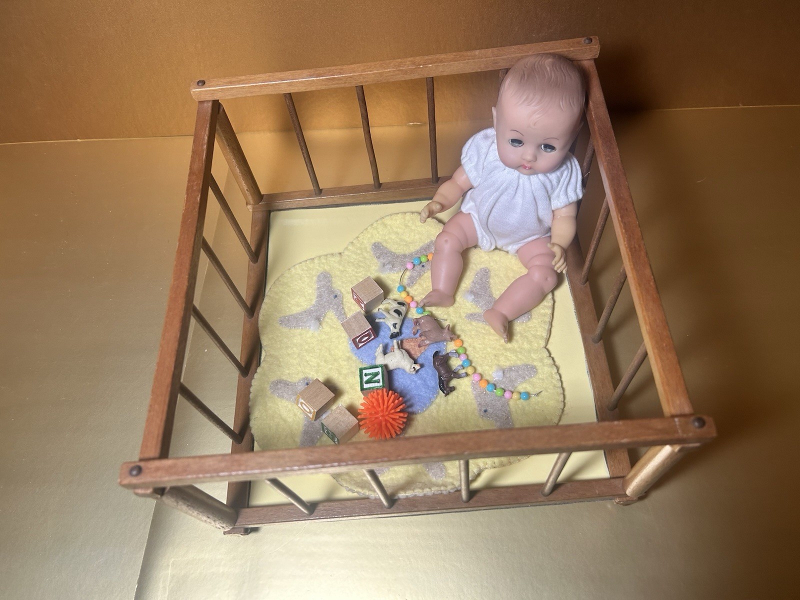 Vintage Strombecker Playpen and Doll