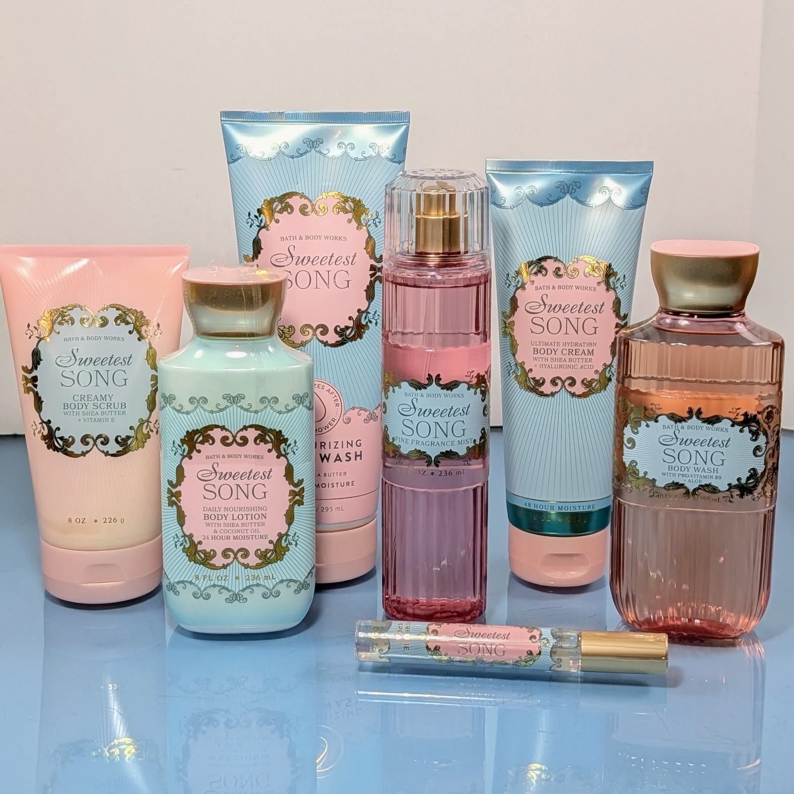7 Piece SWEETEST SONG Fragrance Mist Lotion Wash Cream Perfume Bath & Body Works