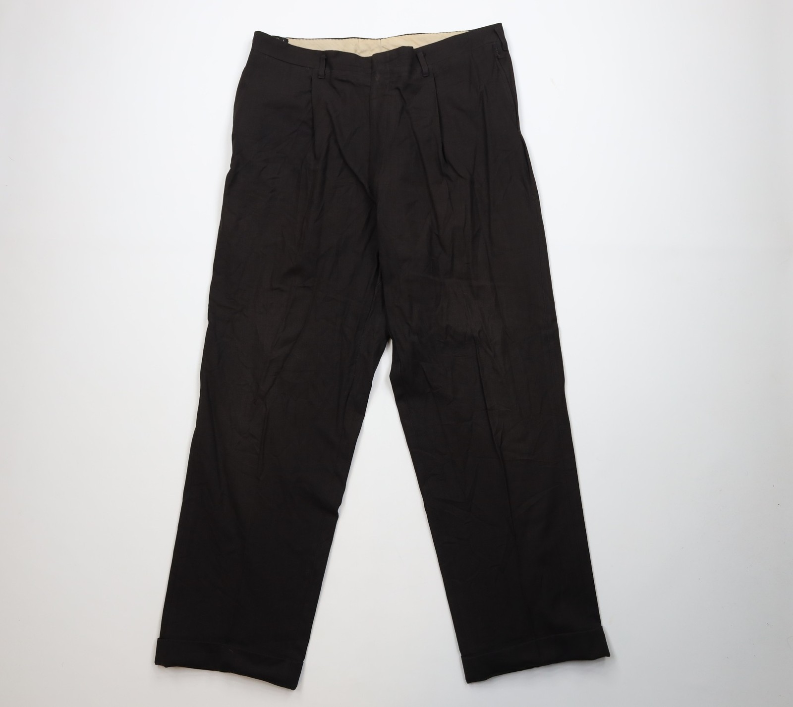 Vtg 50s Rockabilly Mens 36x32 Distressed Heavy Wool Loomed Gabardine Pants USA