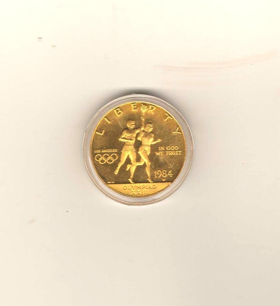 1984 W $10 Gold Los Angeles XXIII Olympiad Commemorative GOLD Coin .4837oz