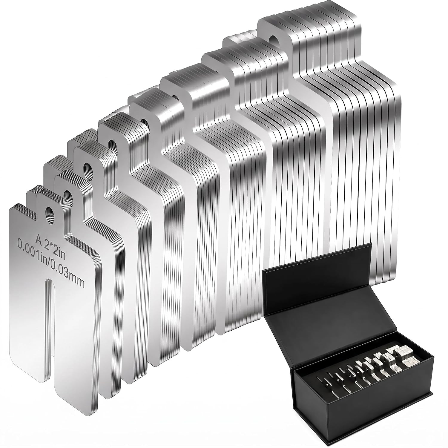 304 Stainless Steel Shim Kit, 80-Piece 2 X 2 Inch Slotted Shims
