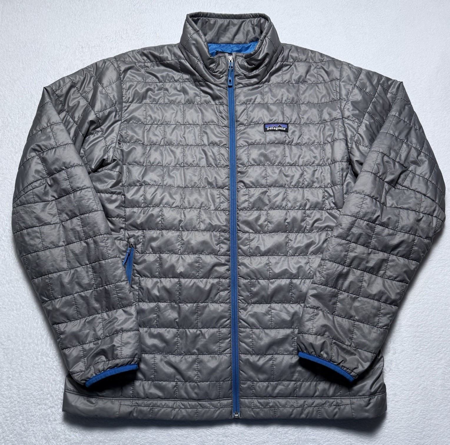 Patagonia Nano Puff Jacket Mens Large Grey Blue Quilted Primaloft Full Zip 84211 Patagonia Nano Puff Jacket Mens Large Grey Blue Quilted Primaloft Full Zip 84211