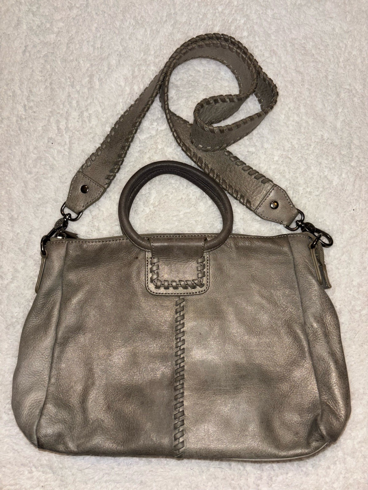 Hobo International Sheila Medium Satchel Handbag Gray Shoulder Bag Purse
