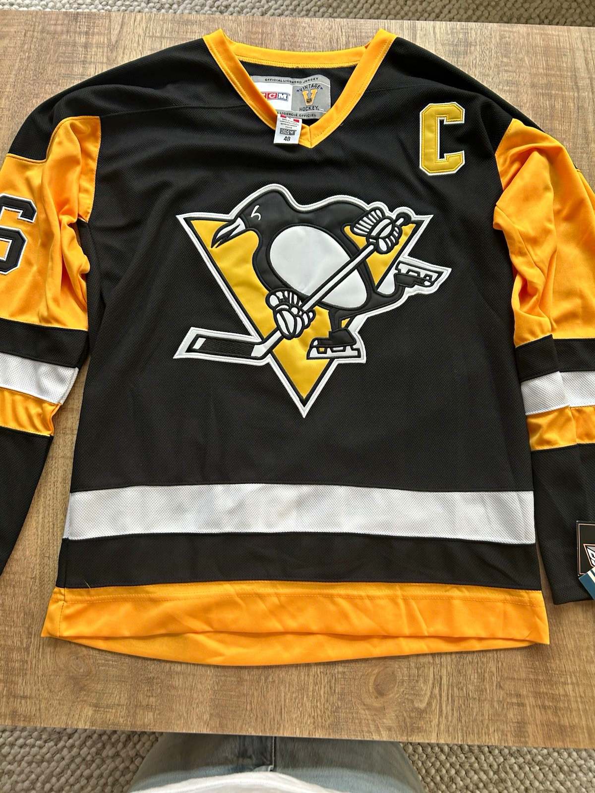 NWT Vintage CCM Mario Lemieux Penguins Authentic Jersey  48 Fight Strap W tags