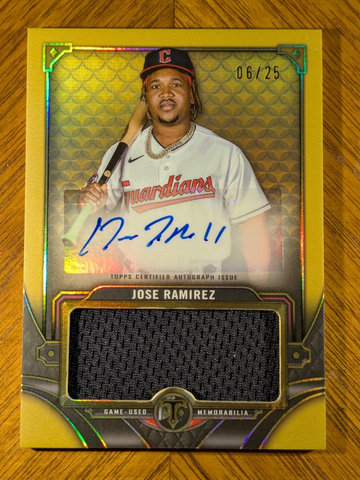 Jose Ramirez Patch Auto SSP /25 2022 Topps Triple Threads Gold Single Jumbo Relc Jose Ramirez Patch Auto SSP /25 2022 Topps Triple Threads Gold Single Jumbo Relc