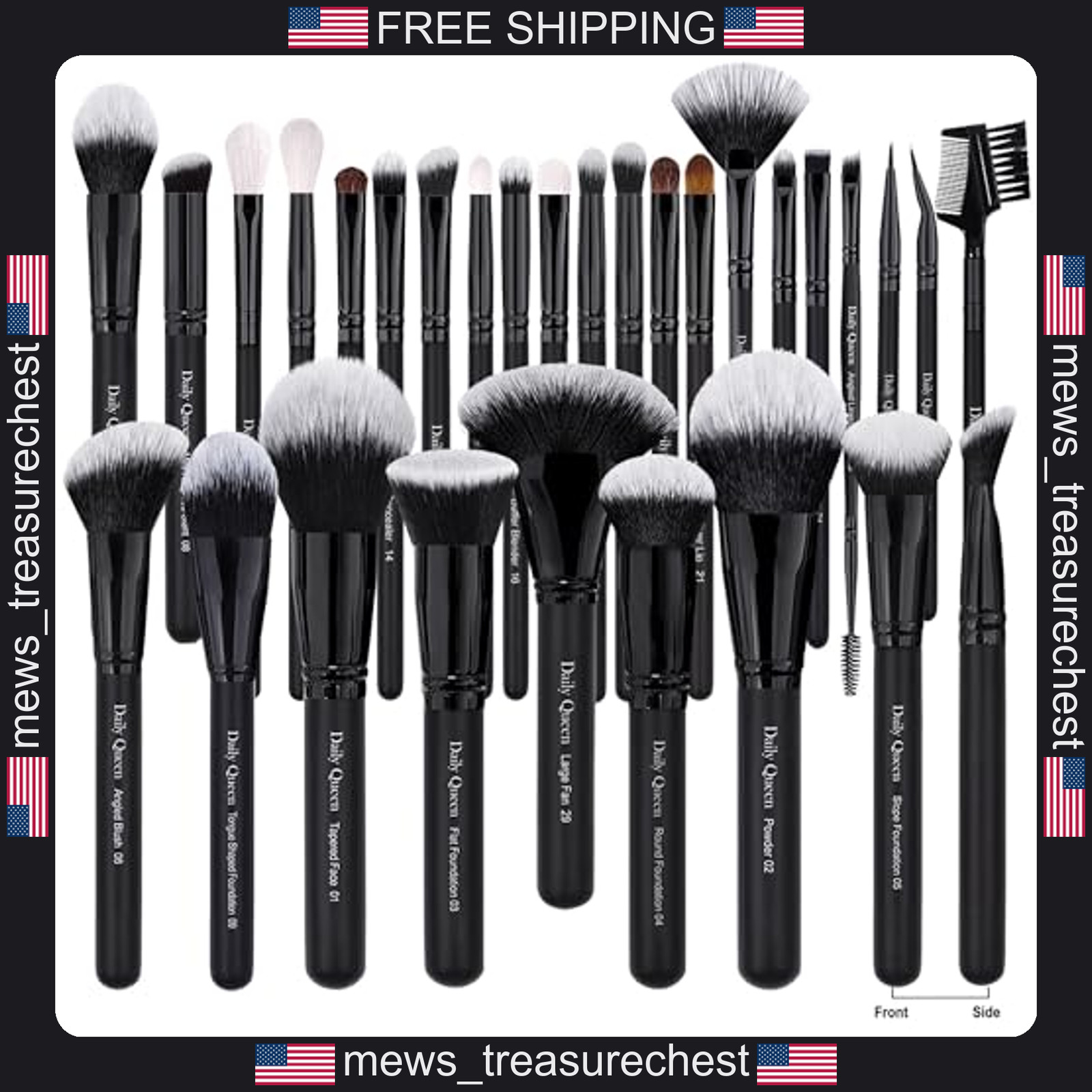 29pcs Professional Makeup Brush Set for Face & Eye, Black