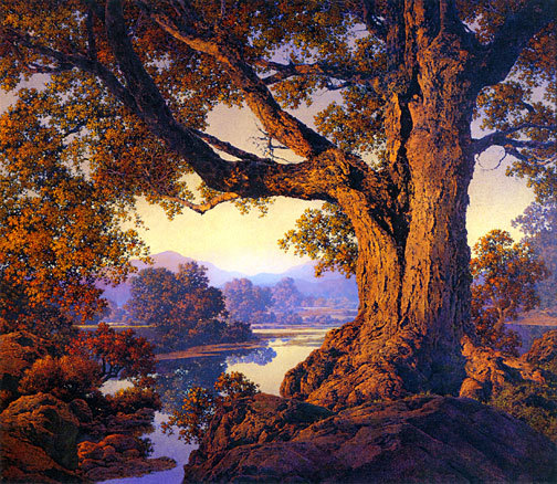 Maxfield Parrish Riverbank Autumn 22x30 Hand Numbered Edition Art Deco Print