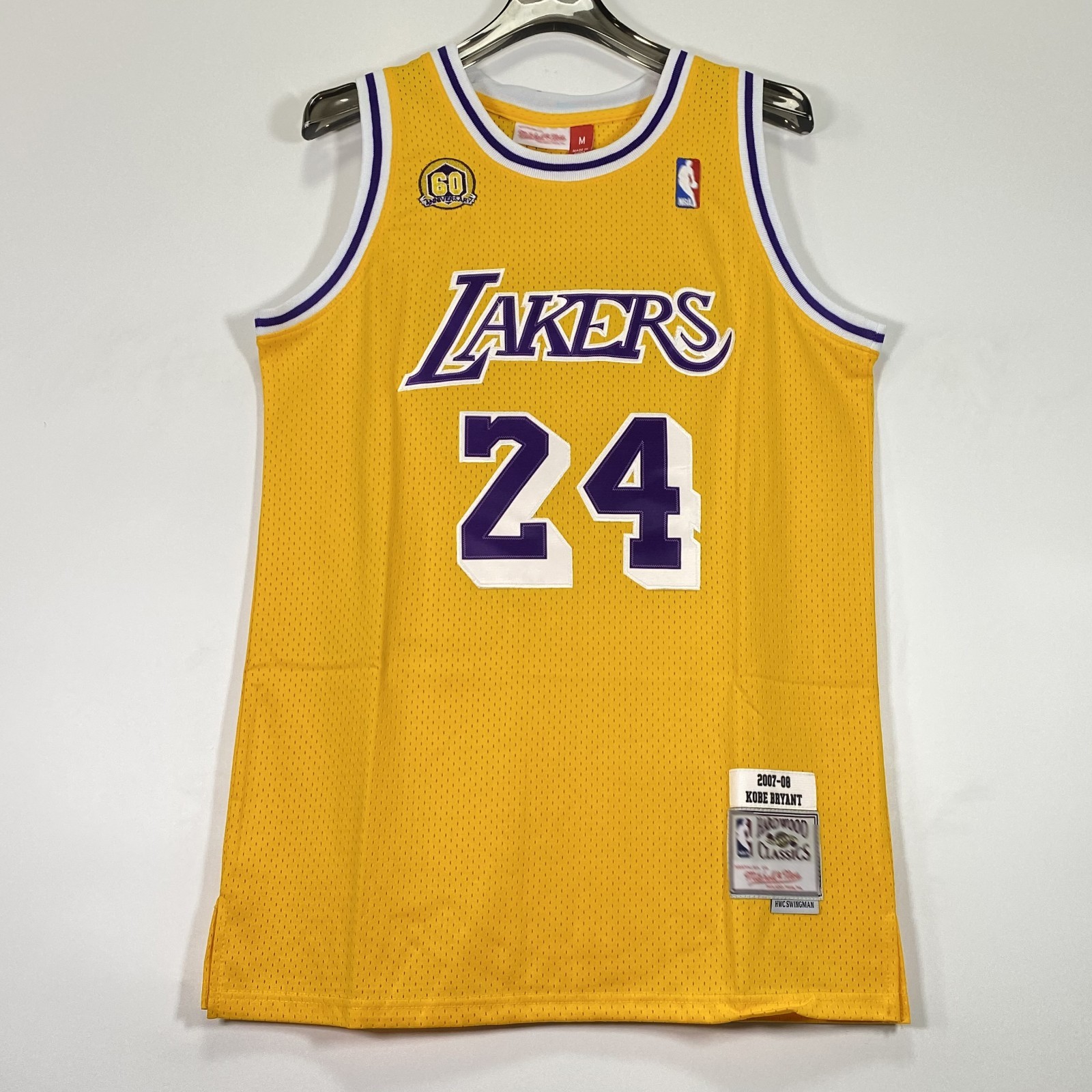 Kobe Bryant Embroidered #24 Men's Jersey, Size: S-XL, Yellow