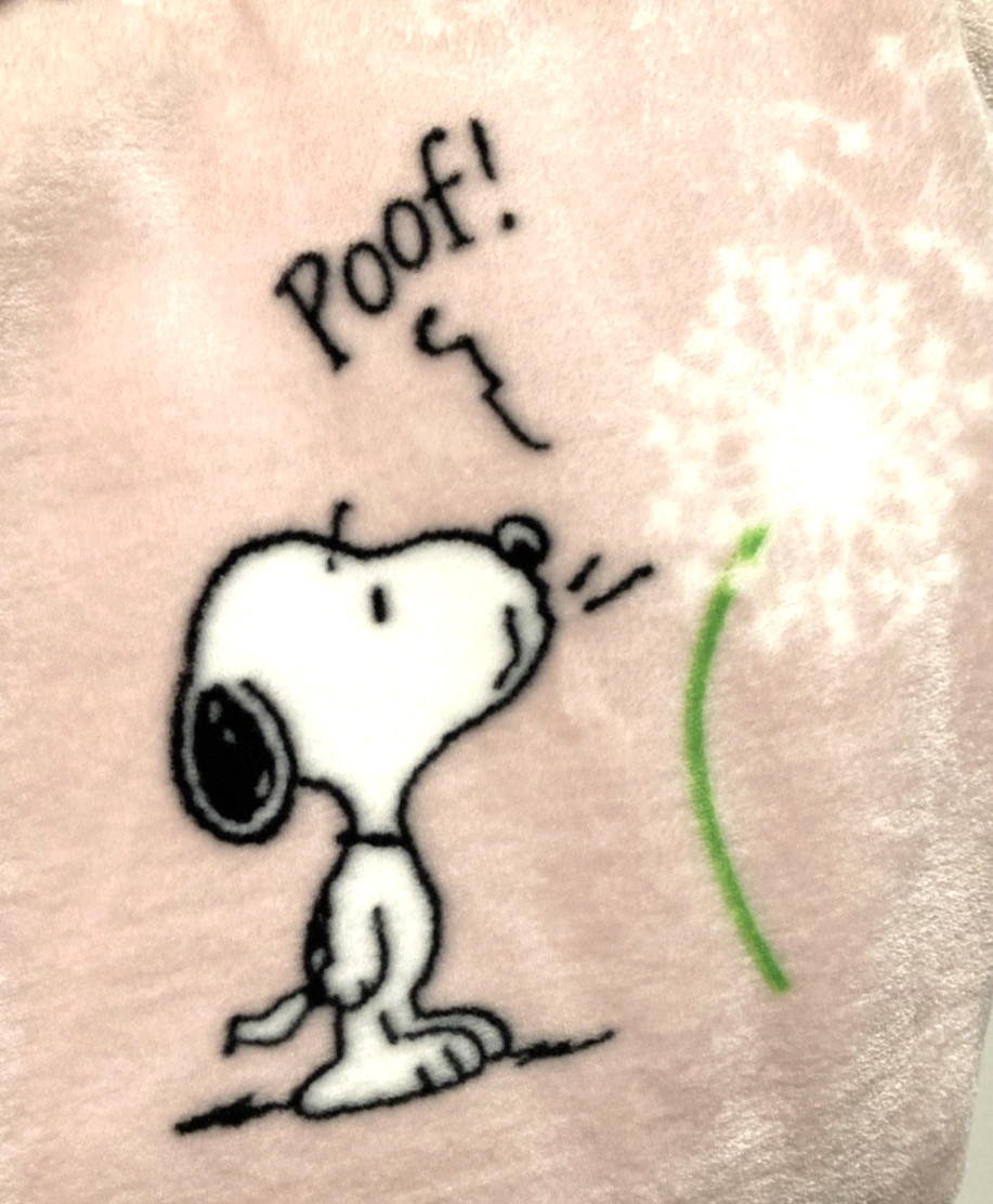 Snoopy Peanuts Berkshire Blanket POOF Dandelion WISH 50x70 Pink Throw