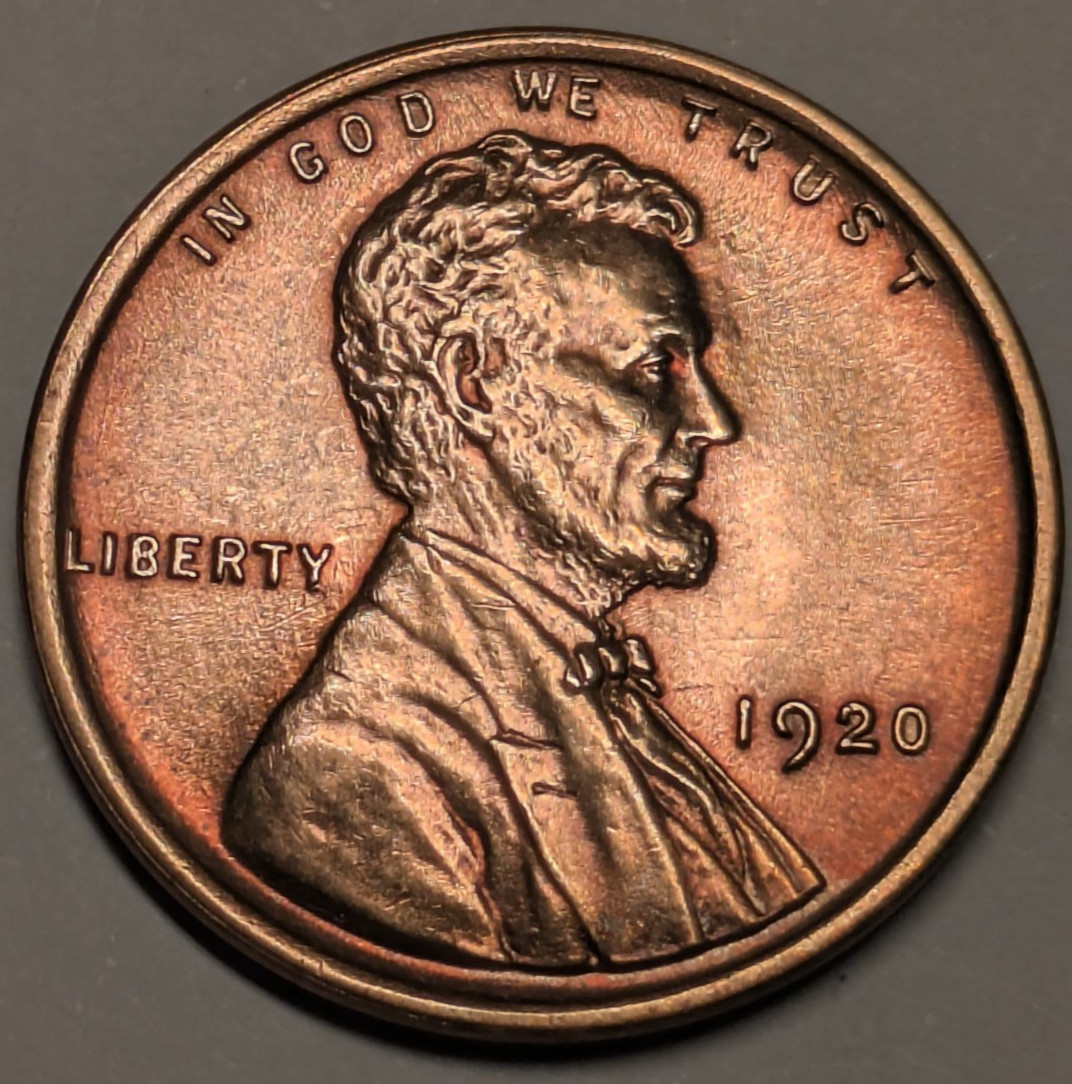 1920 (P) Lincoln Wheat Cent Unc. BU Lots of Red T54836 1920 (P) Lincoln Wheat Cent Unc. BU Lots of Red T54836
