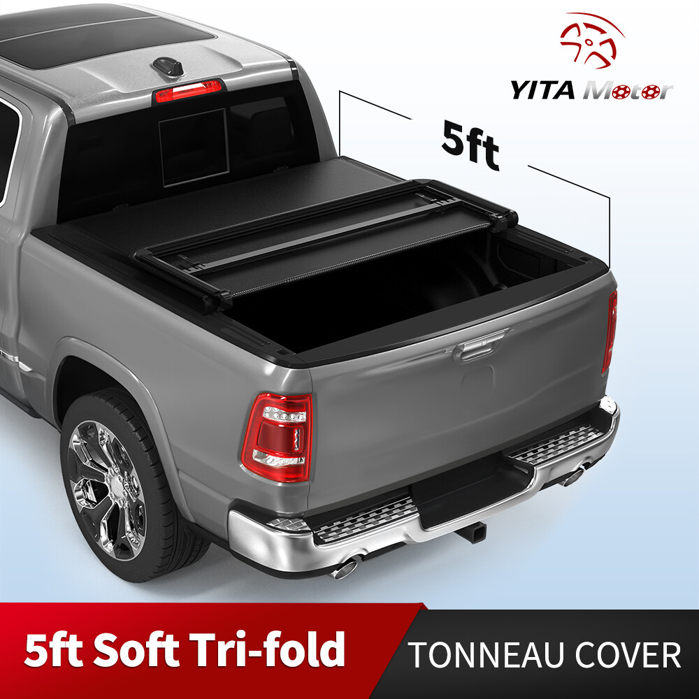 5 ft Bed Tonneau Cover Soft Tri-Fold for 2005-2026 Nissan Frontier Truck w/ Lamp