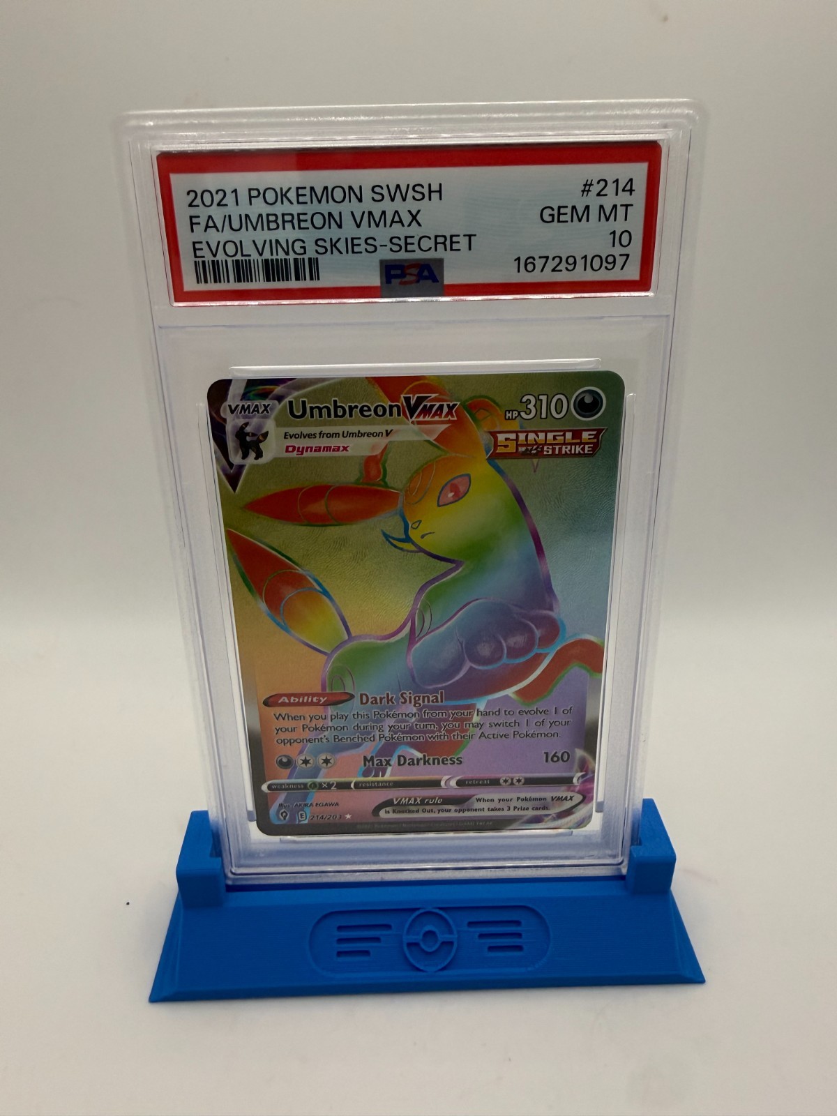 2021 Pokemon Umbreon VMAX #214 Evolving Skies Rainbow Rare PSA 10