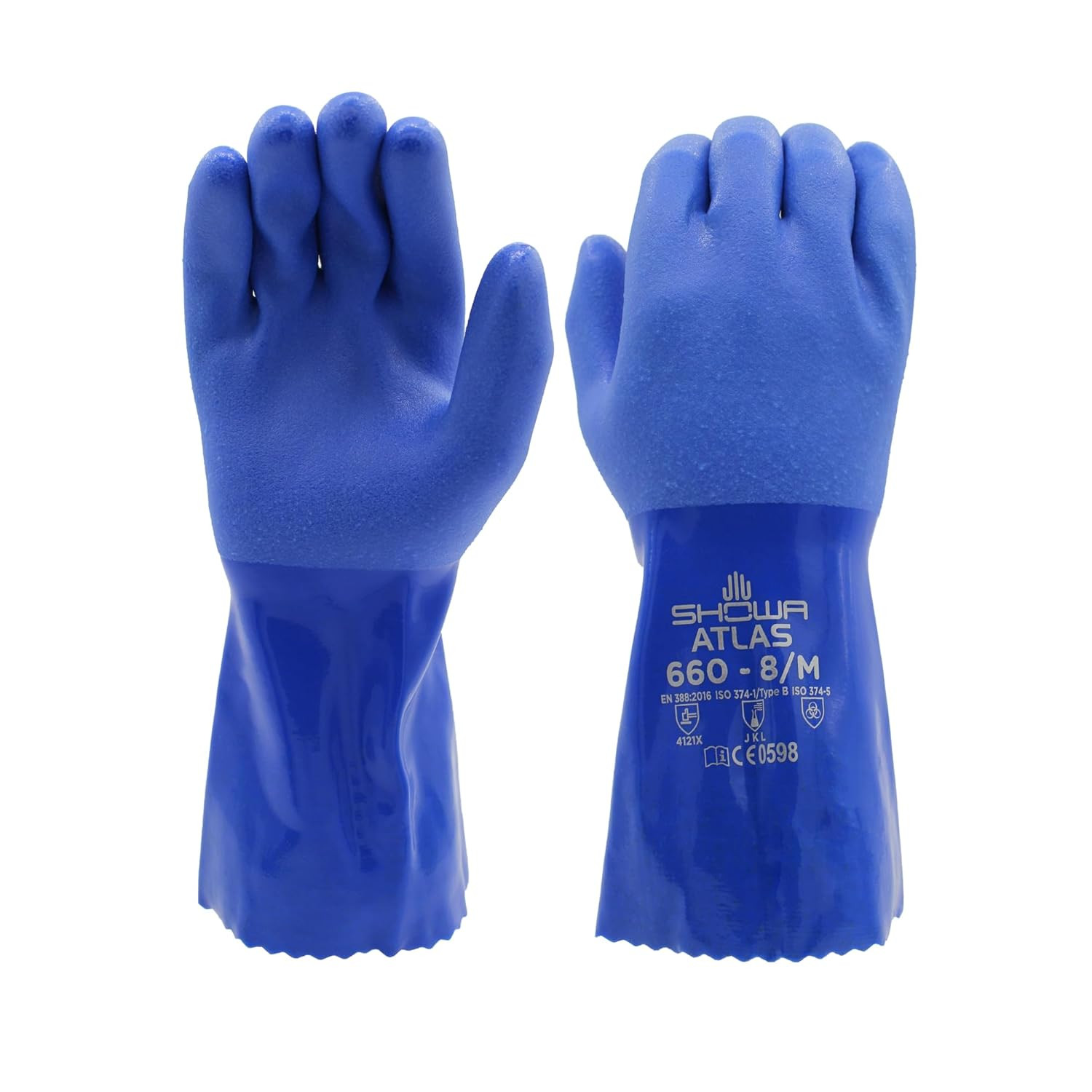 Atlas 660 Triple-Dipped PVC Chemical Resistant Gloves, Heavy-Duty Gloves, Rough