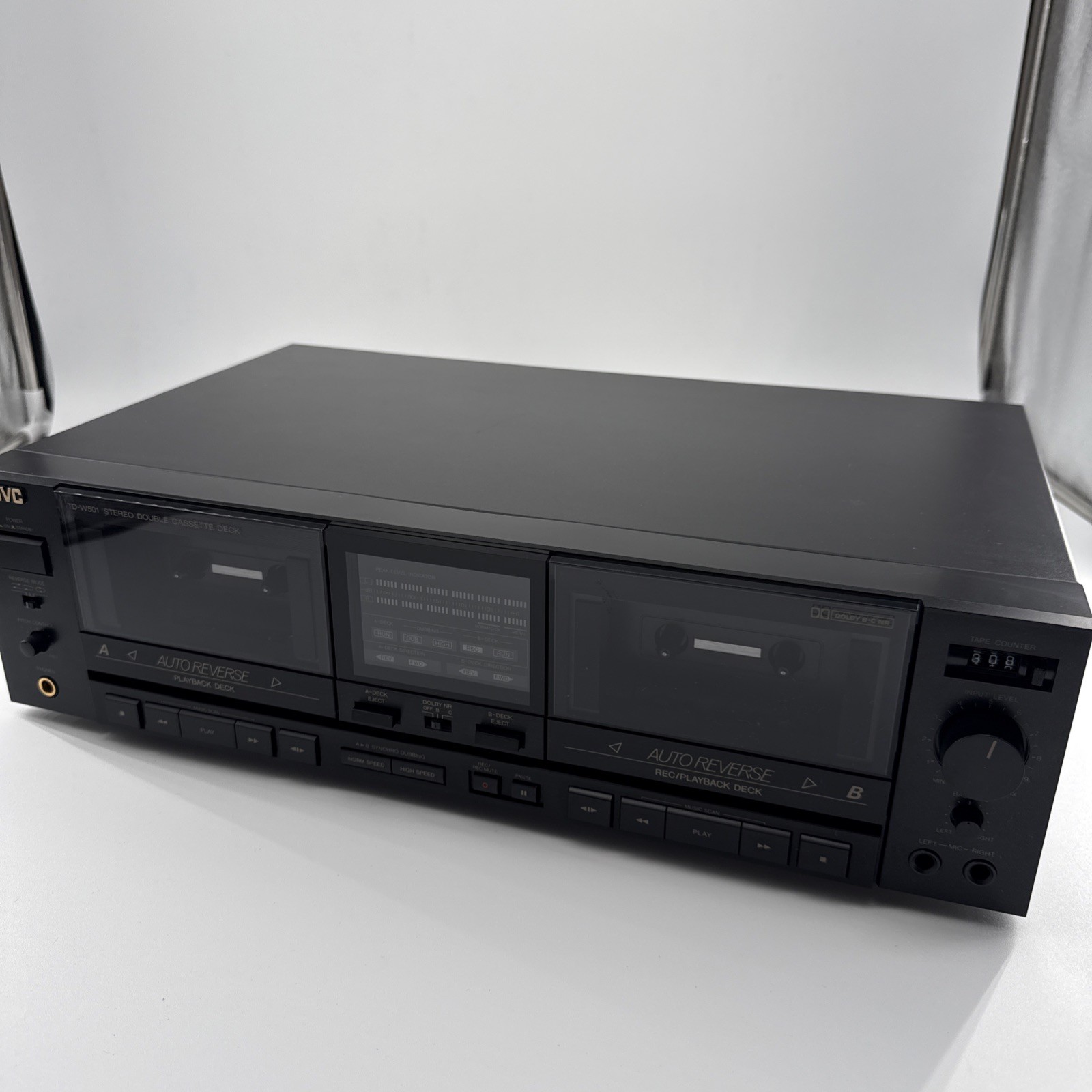 JVC TD-W501 Stereo Dual Cassette Dolby B/C Pitch Adjust Mic Inputs, Tested Works JVC TD-W501 Stereo Dual Cassette Dolby B/C Pitch Adjust Mic Inputs, Tested Works