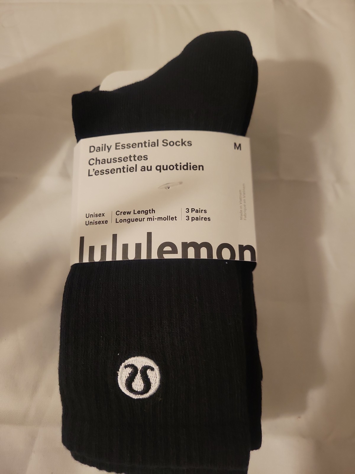 lululemon Daily Essentil Socks Unisex Crew Length 3 Pairs