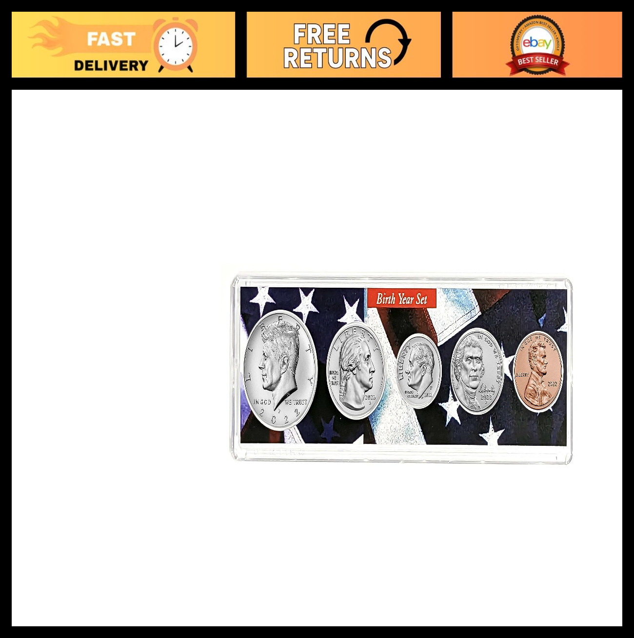 2022 Birth Year Coin Set in American Flag Holder - Uncirculated Collection