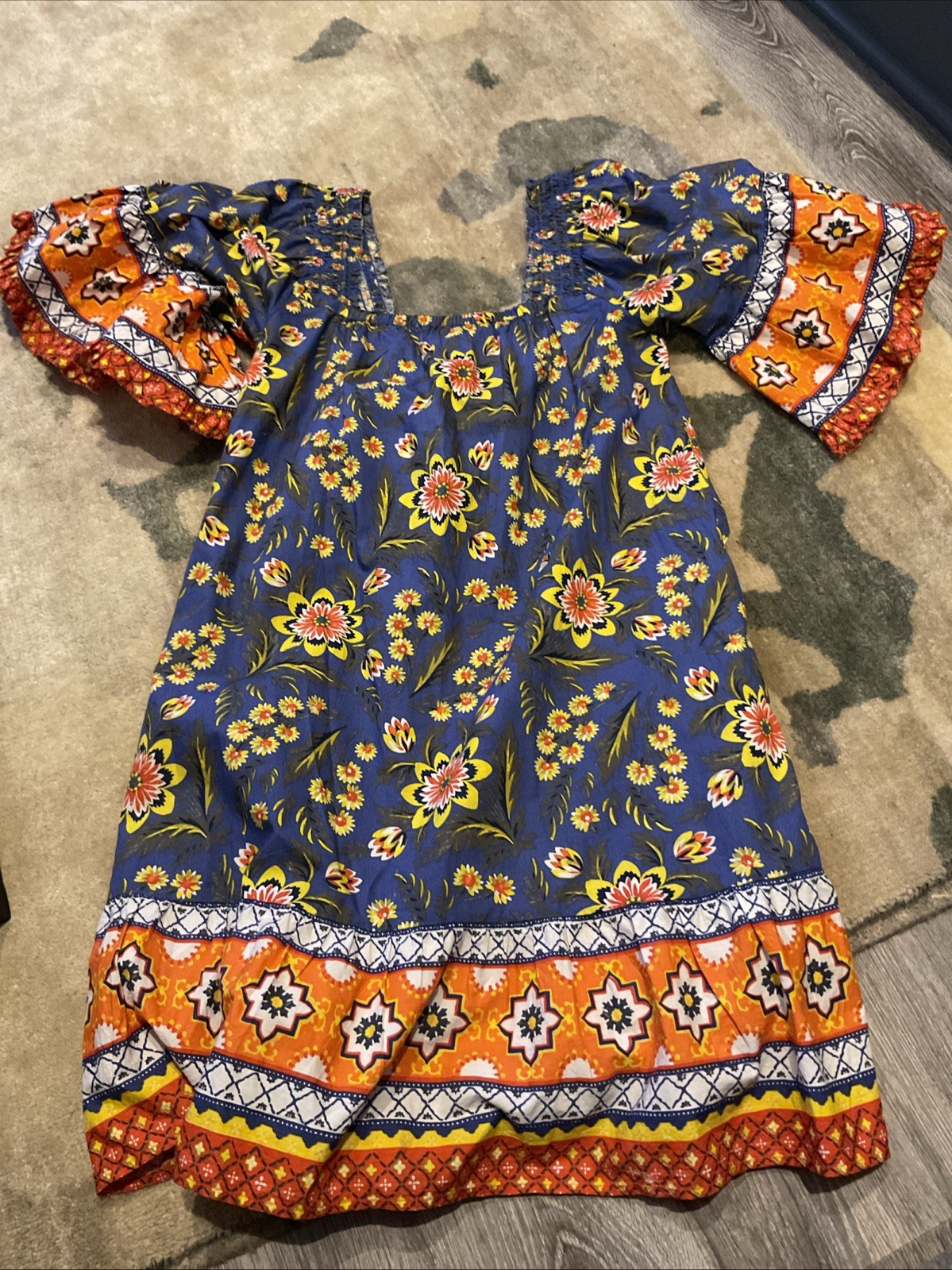 Joie Blue Orange Cotton Mini Dress XS