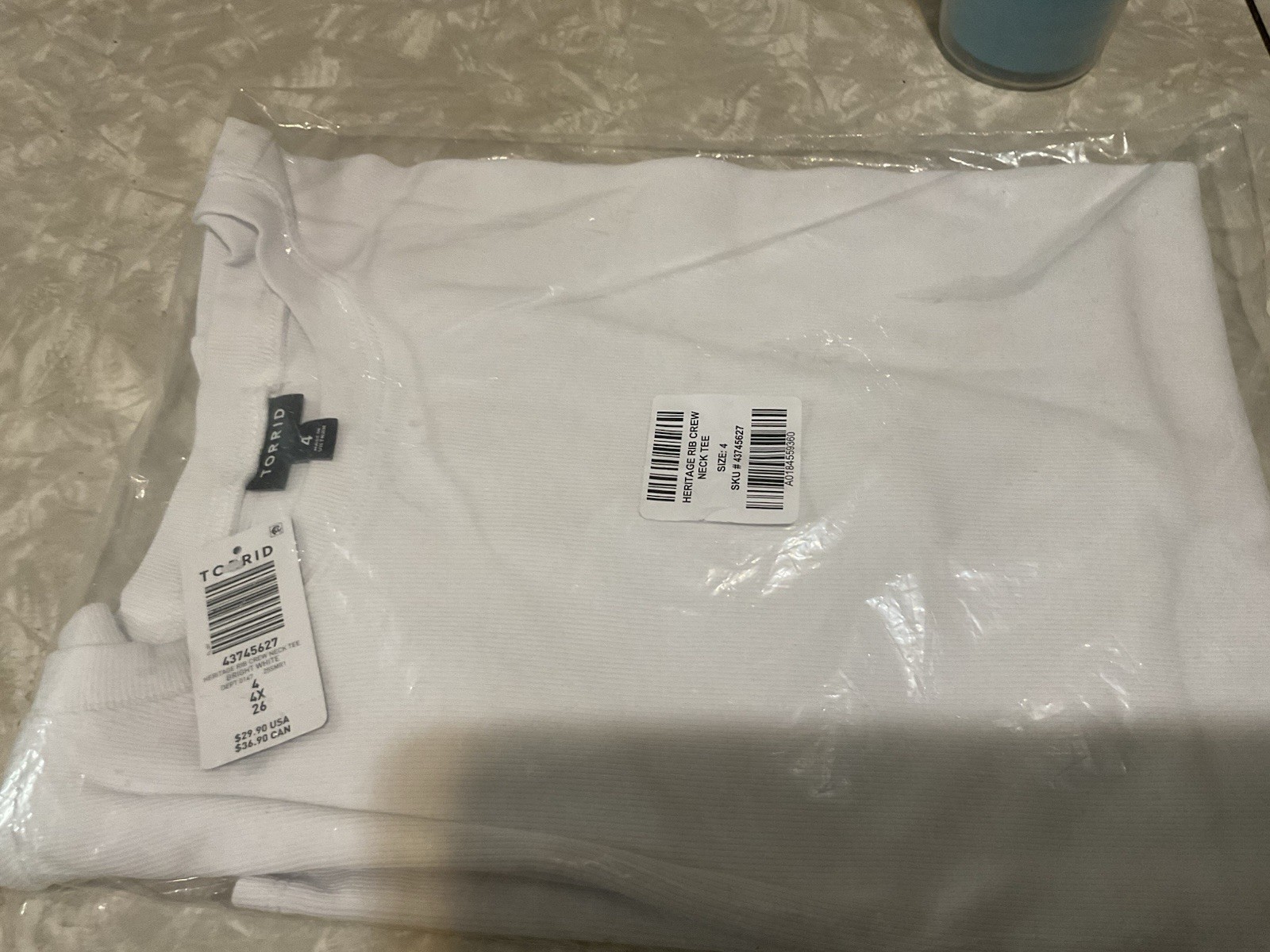 Torrid So. 48X 26 Heritage Rib Crew Neck Tee New In Unopened Package. Nice