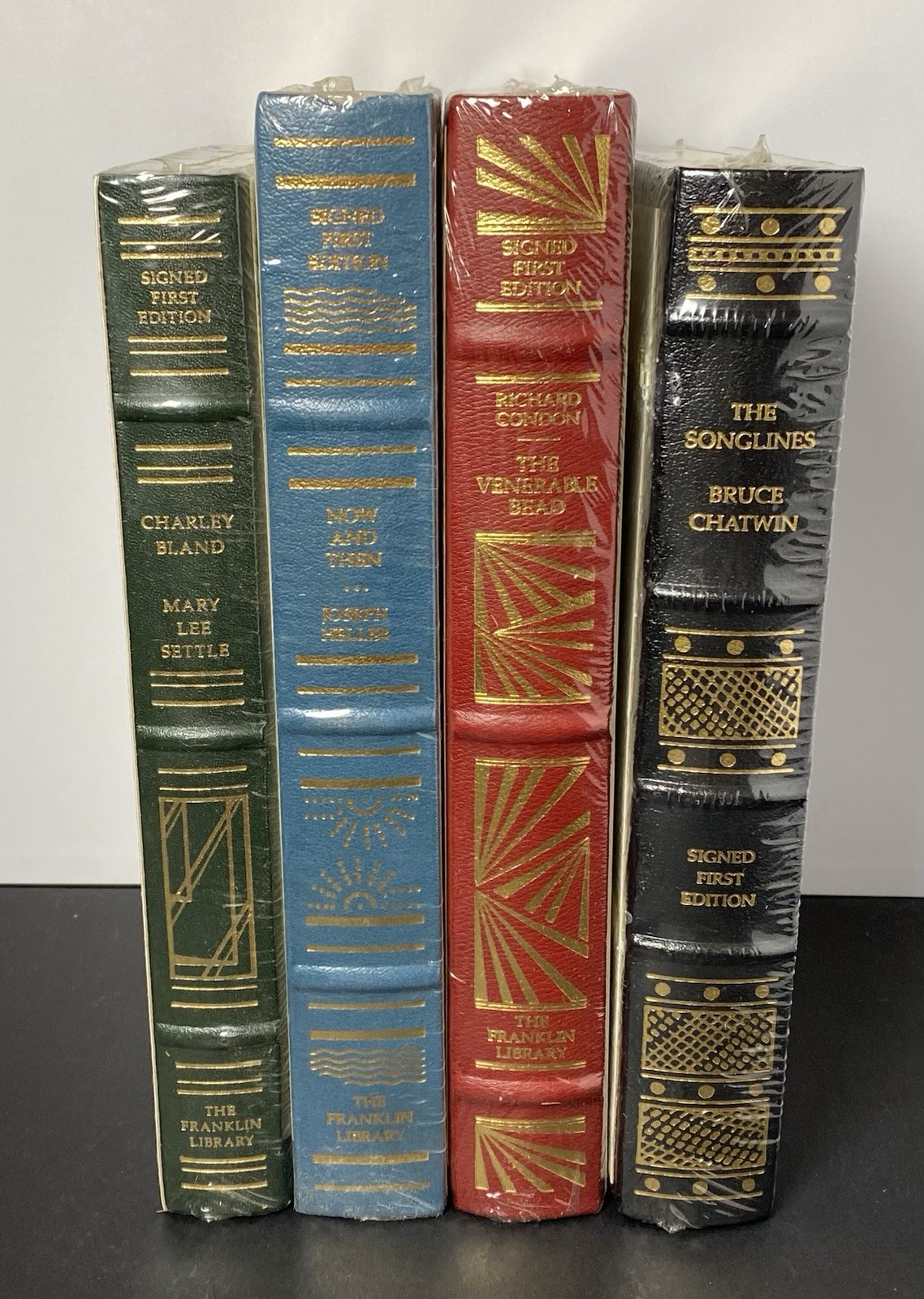 FRANKLIN LIBRARY Book Lot of 4 Signed First Leather Bound Books New SEALED