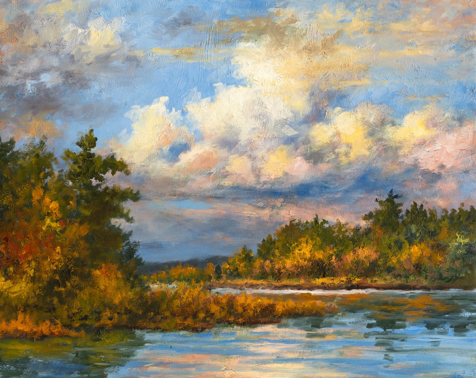 New England Impressionist Style River/Lake Landscape Study, Oil on Canvas New England Impressionist Style River/Lake Landscape Study, Oil on Canvas