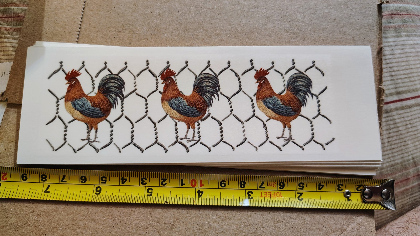 Vintage 1997 Instar Rooster Ceramic Tile WaterSlide Decal 50x150mm Pattern 25300