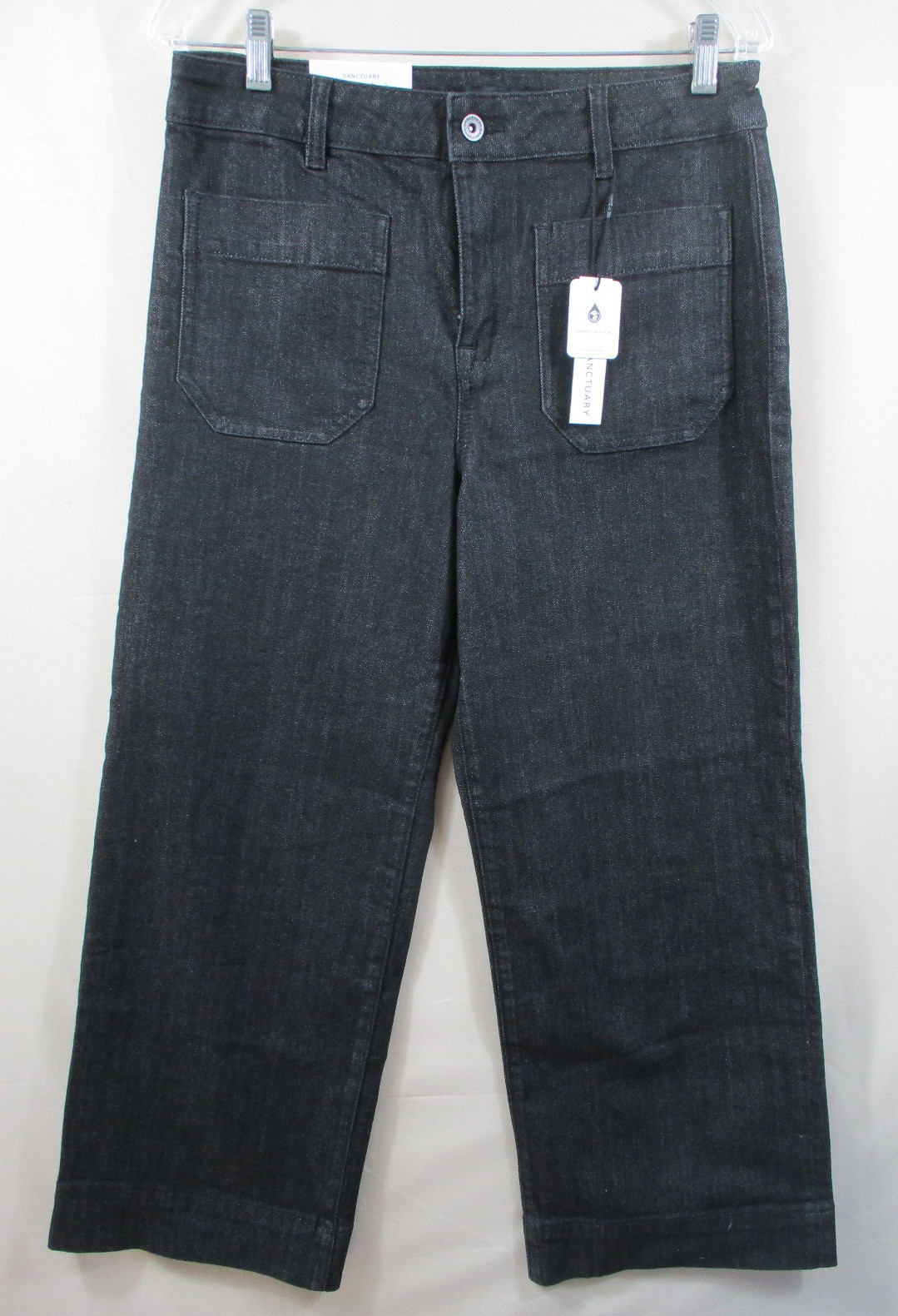 -NWT Sanctuary Marine Crop Standard Rise Wide Leg Women\'s Jeans Black Sz 30 -NWT Sanctuary Marine Crop Standard Rise Wide Leg Women\'s Jeans Black Sz 30