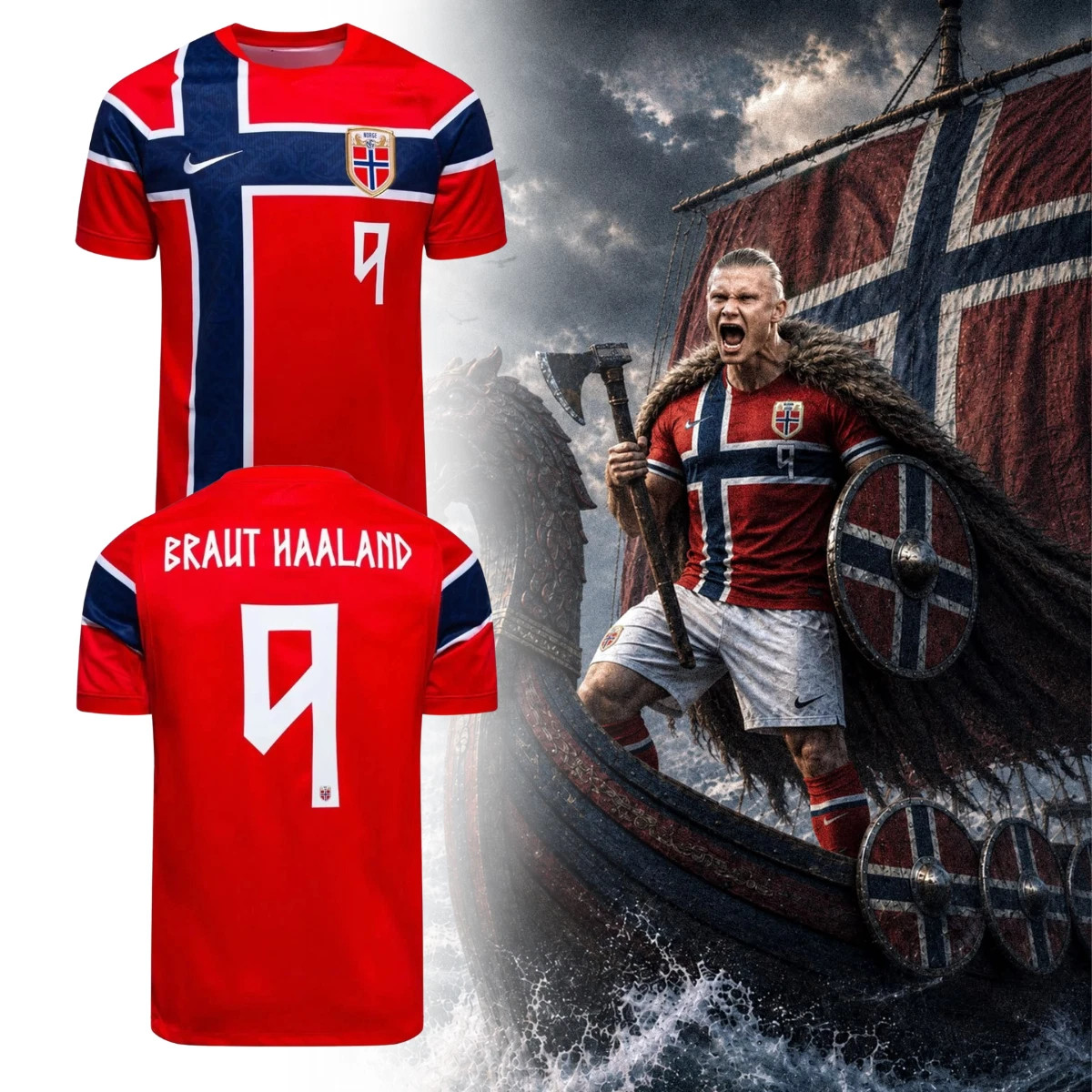 HOT NOW E.Braut Haaland No.9 ALL OVER PRINT Soccer Jersey Fan Gift