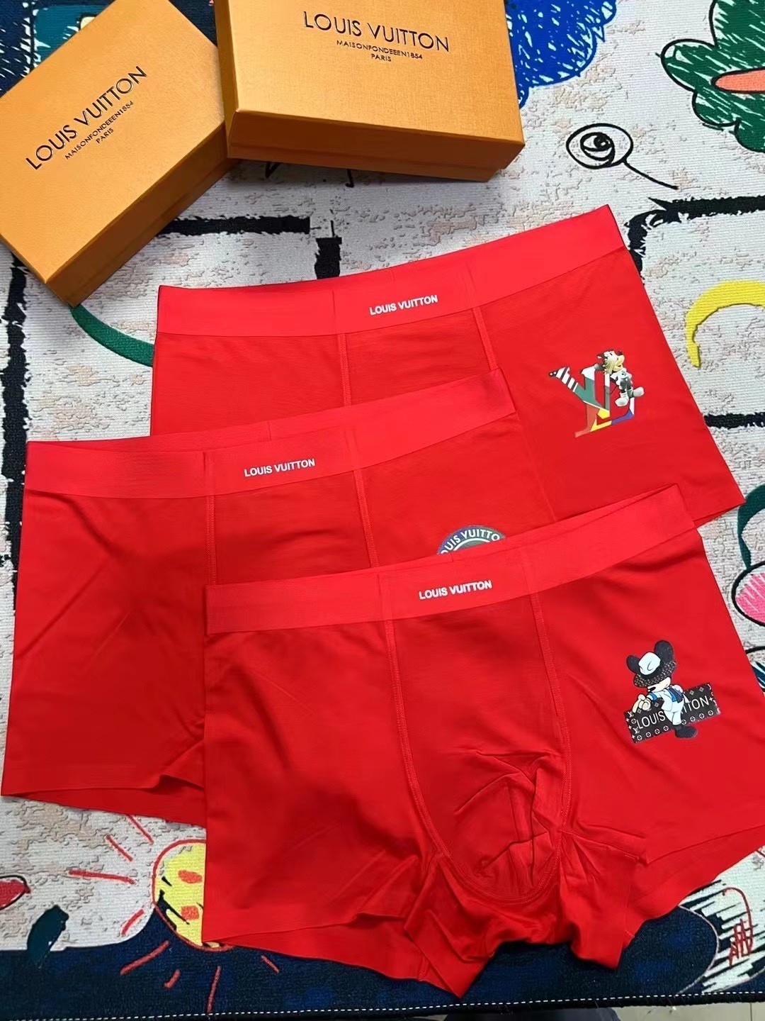 𝑳𝒐𝒖𝒊𝒔 Men’s Monogram Stretch Boxer Briefs | 1 box of 3 pieces