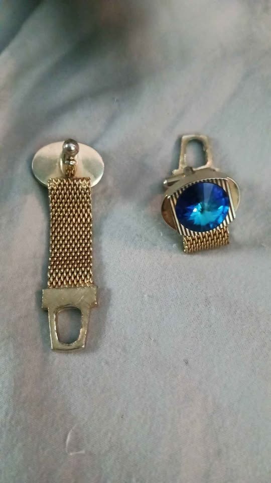 50's Vintage Yellow Gold Filled Blue Stone Cufflinks
