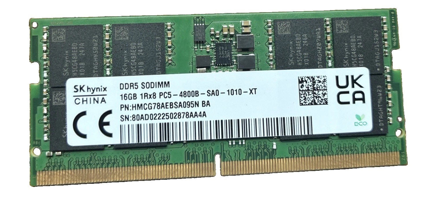 SK Hynix 16GB 1Rx8 PC5-4800B DDR5 4800MHz SODIMM Laptop Memory SK Hynix 16GB 1Rx8 PC5-4800B DDR5 4800MHz SODIMM Laptop Memory