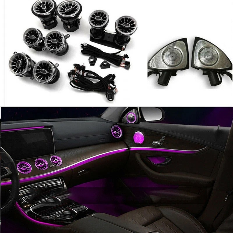 8PCS AC Vent Ambient Light For Mercedes Benz E-Class W213 + 3D Rotating Speaker
