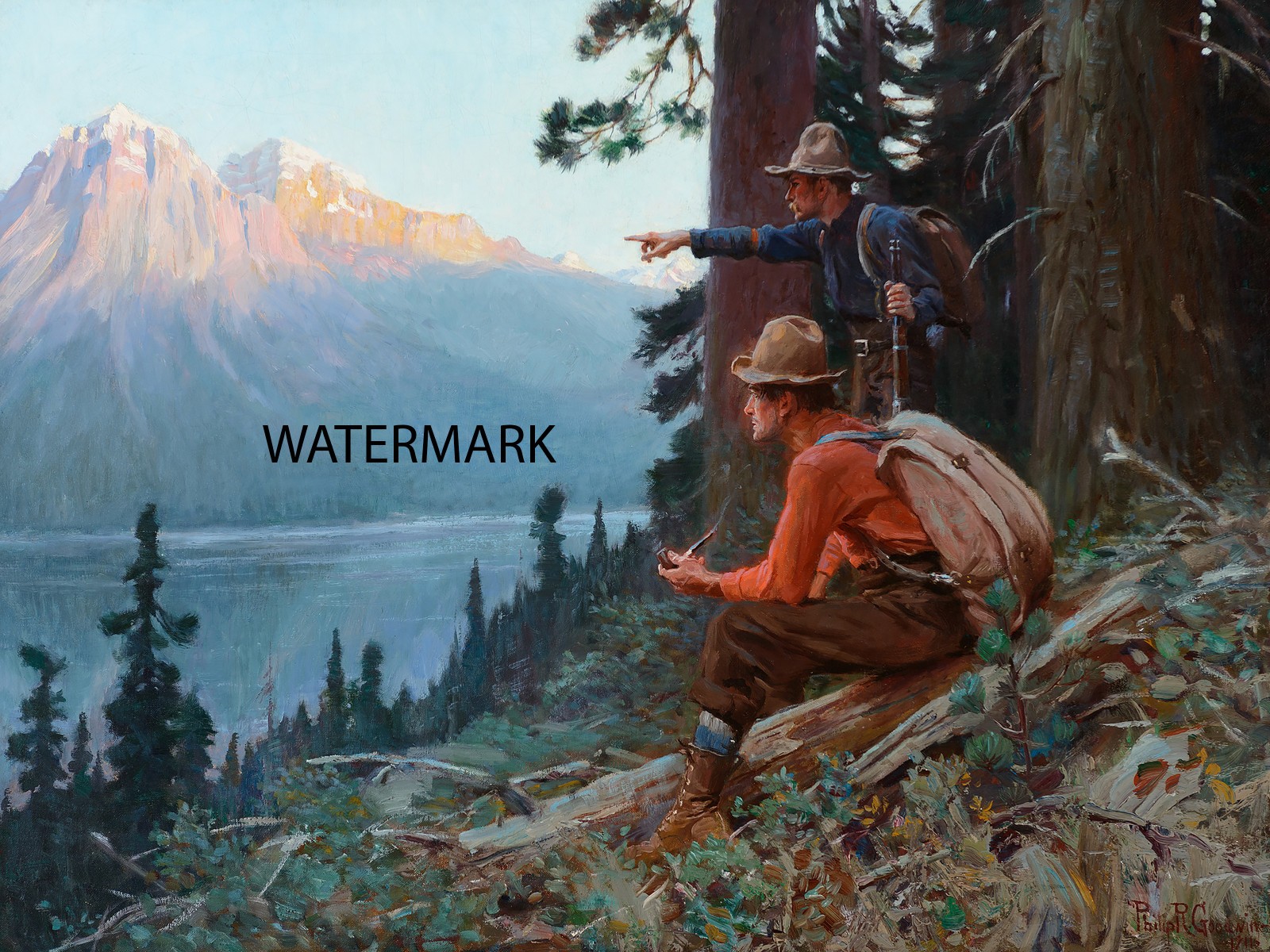 Phillip Russell Goodwin - Blazing the Trail, Hunters - 13x19 Print REPRODUCTION