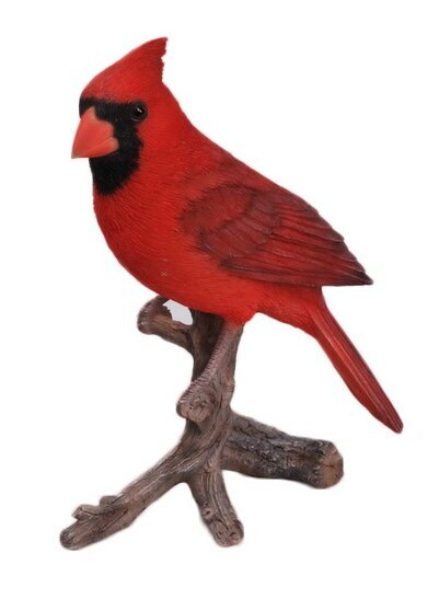 Cardinal on Stump Male/Female/Couple Garden Bird Statue Resin Home Decor