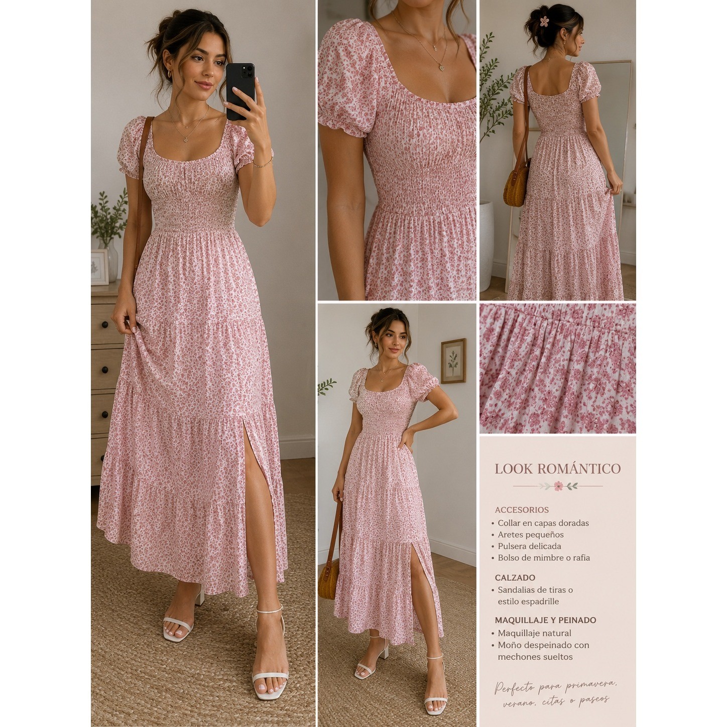 Aeropostale Pink Floral Smocked Puff Sleeve Midi Dress GTVABA6 Size M