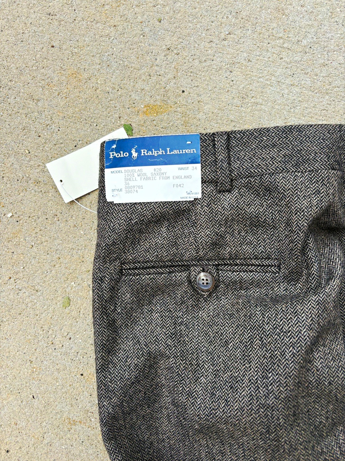 Vintage Polo Ralph Lauren Douglas Wool Brown Herringbone Pleated Dress Pants 34 Vintage Polo Ralph Lauren Douglas Wool Brown Herringbone Pleated Dress Pants 34