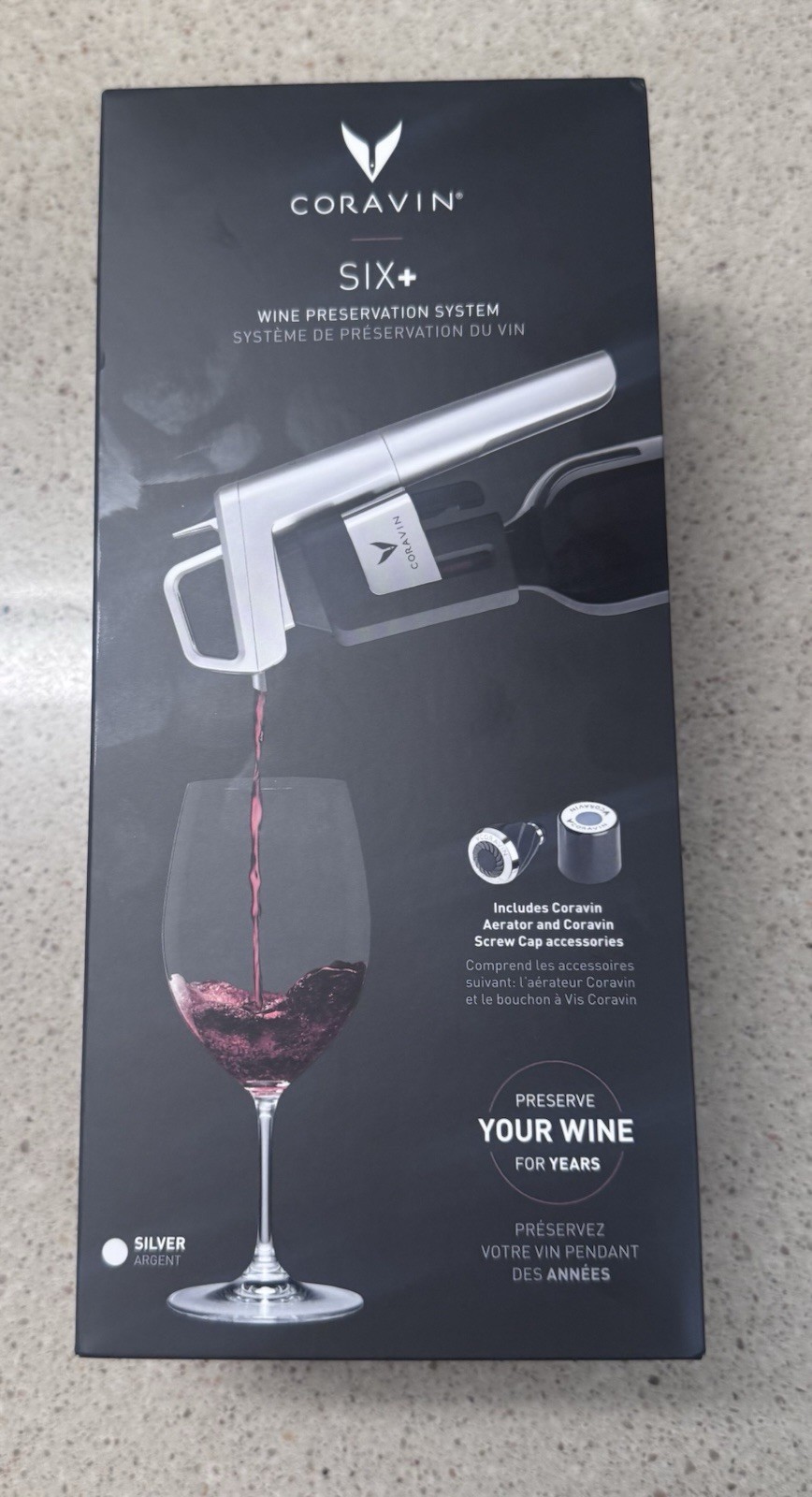 Coravin Timeless Model 6+ Wine Preservation System, Silver, NIB