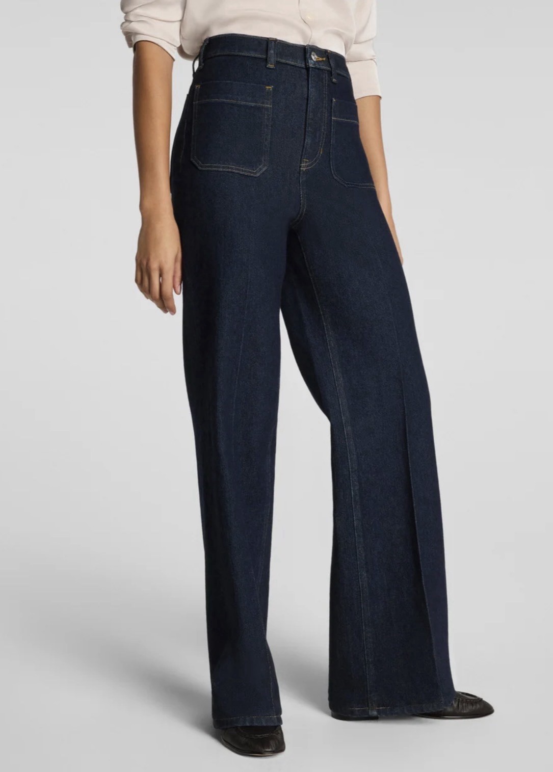 SPANX Jean-ish Wide-Leg Dark Wash Blue High Rise Stretch 5-Pocket XS SPANX Jean-ish Wide-Leg Dark Wash Blue High Rise Stretch 5-Pocket XS