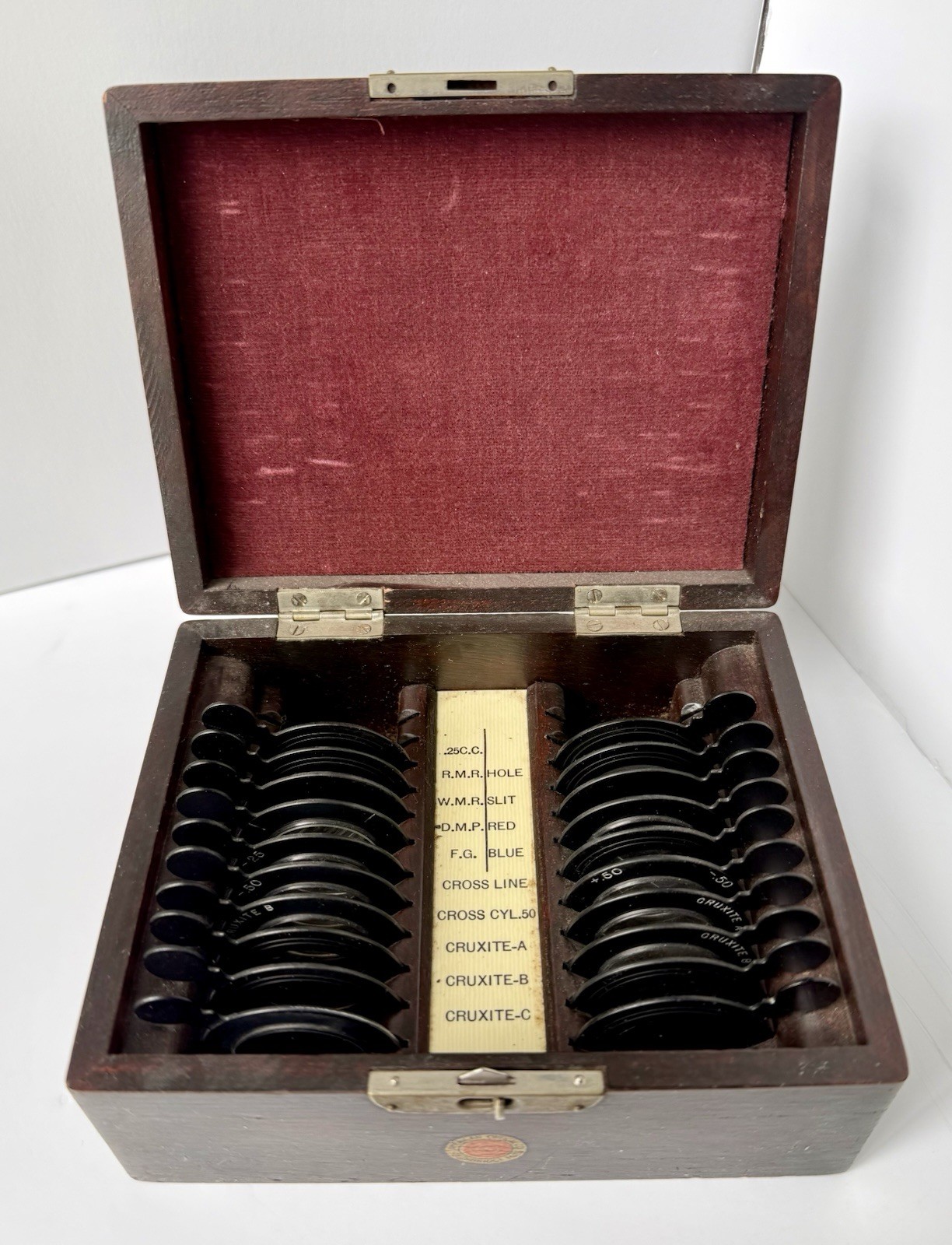 American Optical , Southbrige, MA  lens set with opthalmic lenses in wooden box