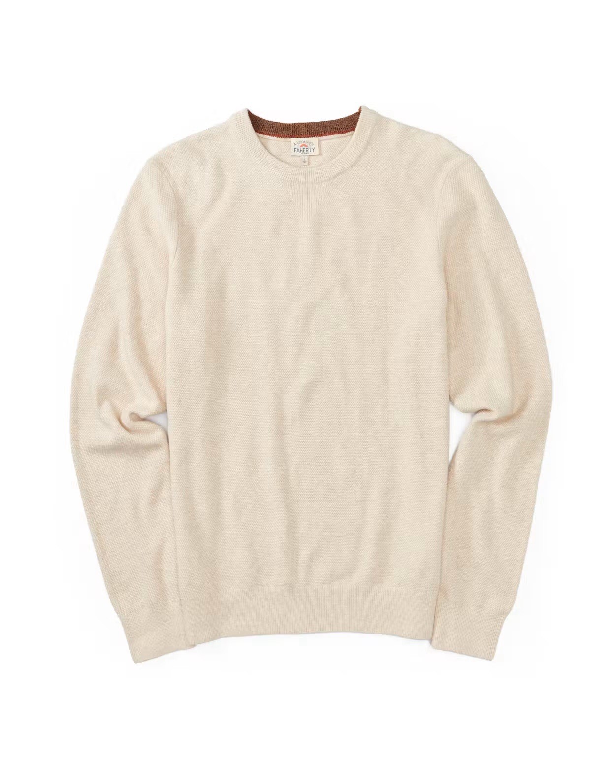 $172 Faherty Brand Jackson Crew Sweater In Seapoint Sand Heather Size Medium