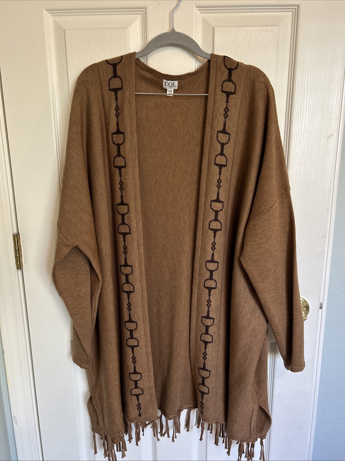 EQL By Kerrits Equestrian Fringe Sweater L/XL Camel Color EQL By Kerrits Equestrian Fringe Sweater L/XL Camel Color