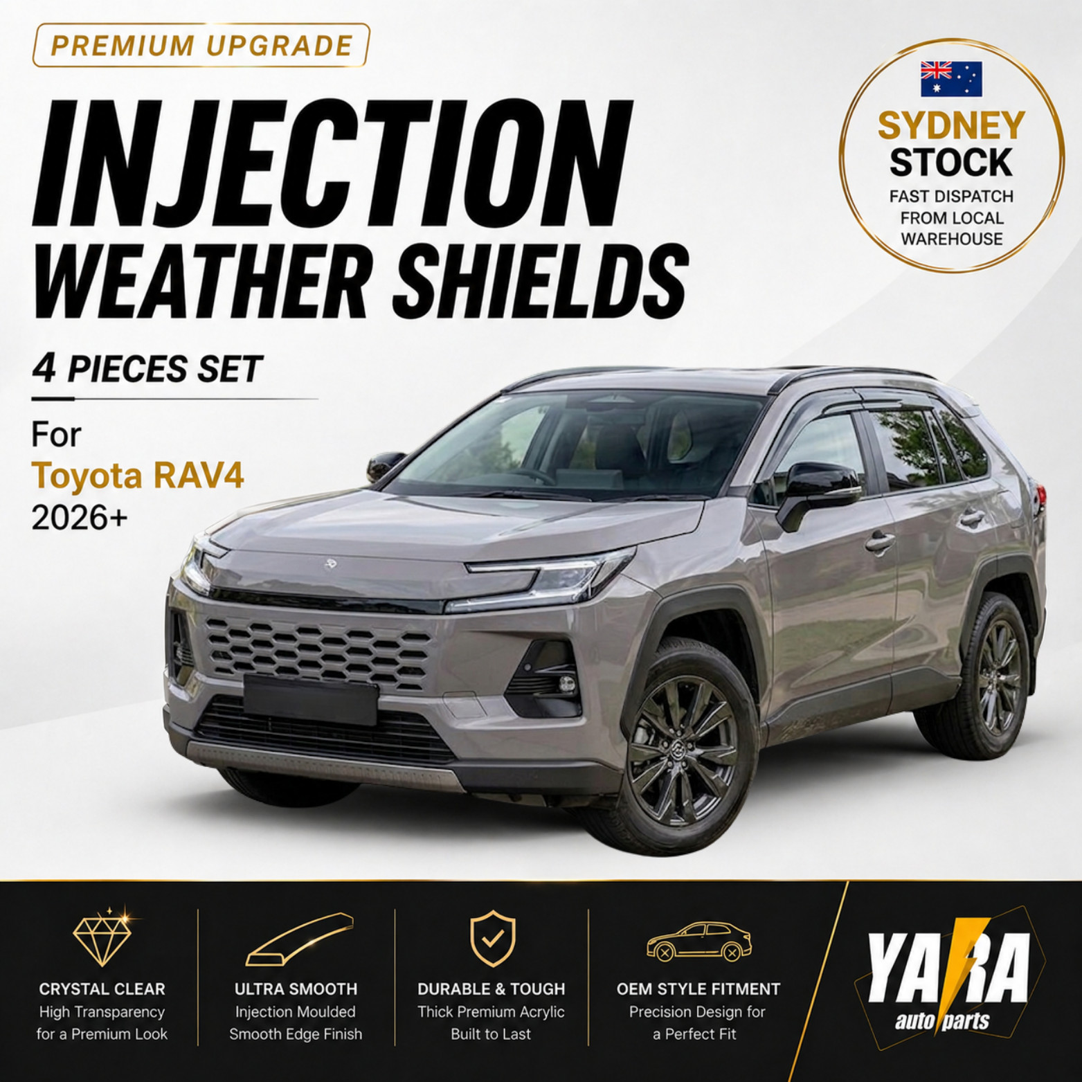 Injection Weather shields Weathershields for Toyota RAV4 2026+ XA60 4pcs