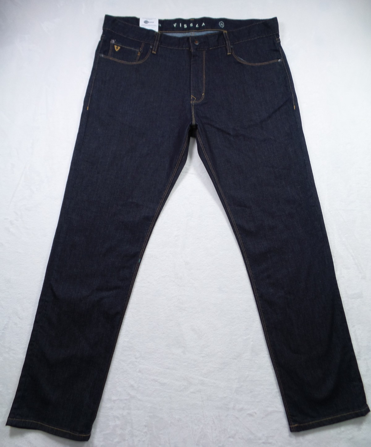 Vissla Jeans Mens Size 36 Blue Denim Border Modern Fit Stretch 16in Leg Opening