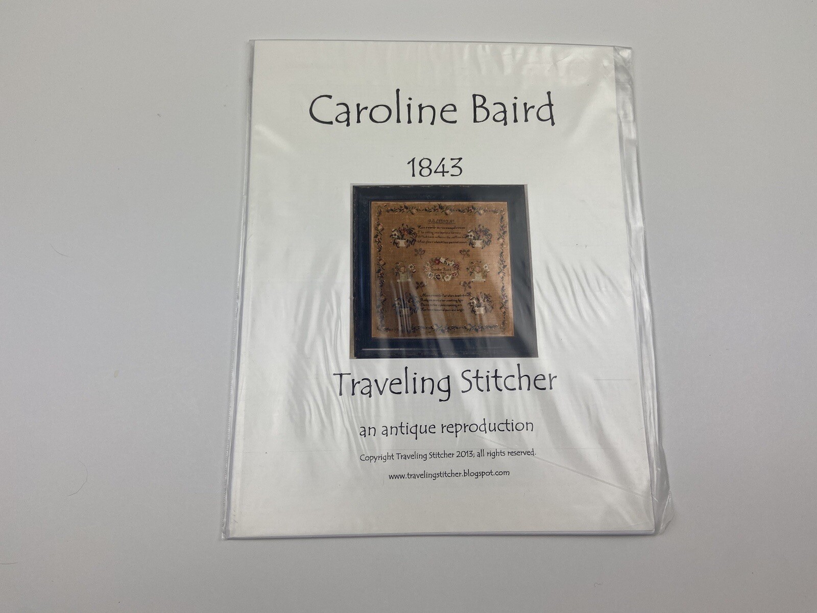 Traveling Stitcher Caroline Baird 1843 Cross Stitch Pattern Antique Reproduction