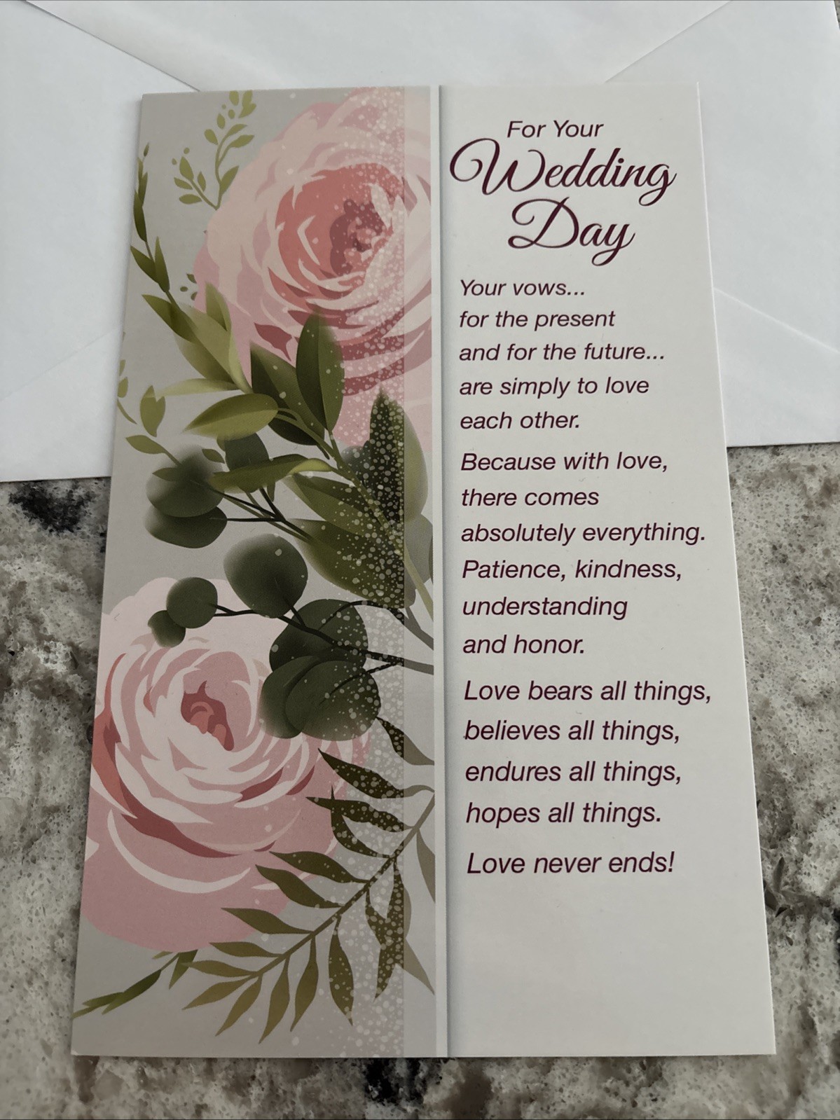 For Your Wedding Day Love Never Ends 5”x7.75