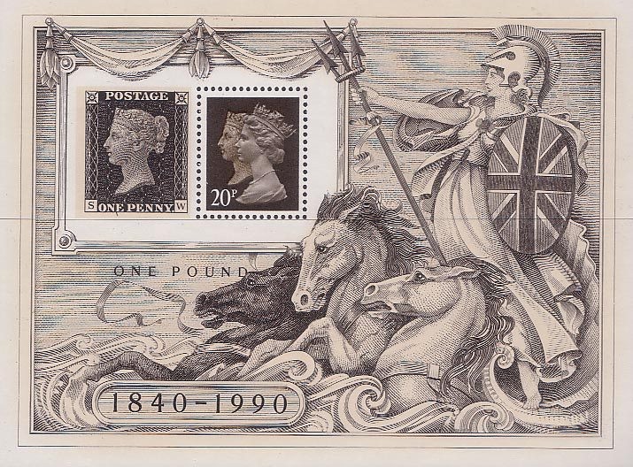 UK Great Britain Penny Black commemorative stamp Souv Sheet in presentation card