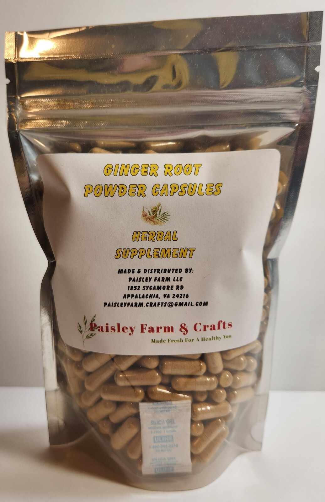 Ground Ginger Root Powder Capsules (300) - Made Fresh on Demand ALL NATURAL 