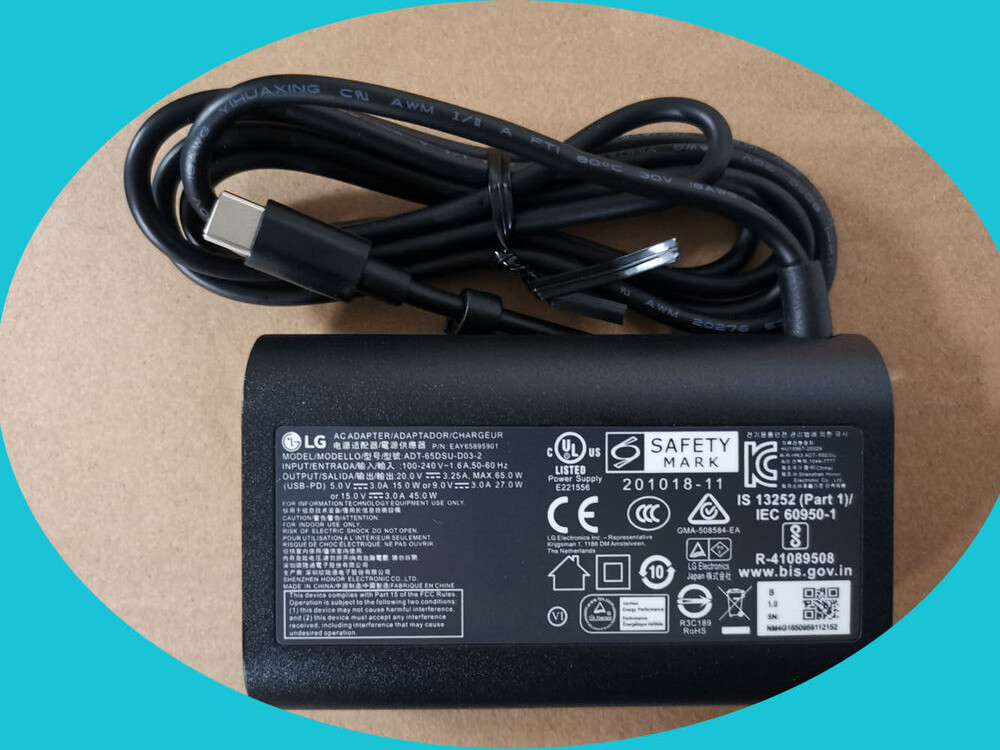 Original LG 65W Charger Adapter for LG gram 17Z90P-K.AAB9U1 AAC8U1 AAS9U1